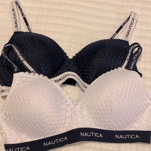 Navy and white nautical bras size 36C